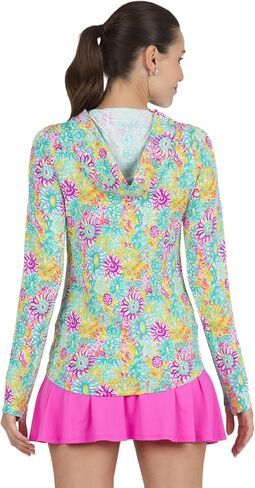 IBKUL Athleisure Wear UPF50+ هودي واقي من الشمس Icefil Cooling Lilli بأكمام طويلة - 16488 بنفسجي متعدد Lilli S in Kuwait