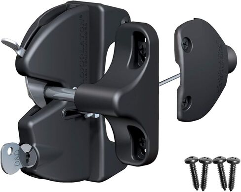 D&D Technologies LLAAB LokkLatch with External Access Kit, Locking Gate Gravity Latch, Key Operates on Both Sides of Gate, for Metal, Wood, and Vinyl Fences, Black in Saudi Arabia