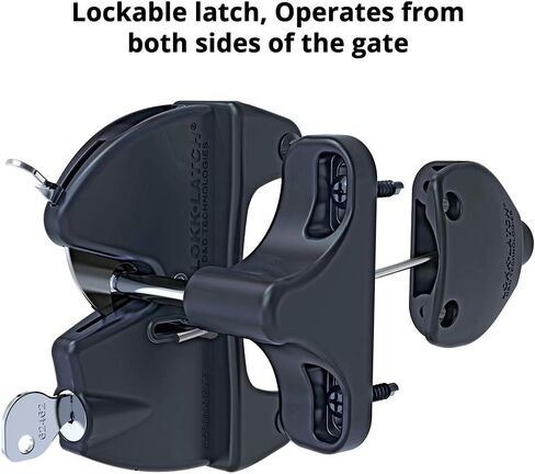 D&D Technologies LLAAB LokkLatch with External Access Kit, Locking Gate Gravity Latch, Key Operates on Both Sides of Gate, for Metal, Wood, and Vinyl Fences, Black in Saudi Arabia