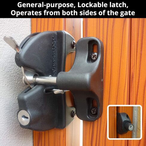 D&D Technologies LLAAB LokkLatch with External Access Kit, Locking Gate Gravity Latch, Key Operates on Both Sides of Gate, for Metal, Wood, and Vinyl Fences, Black in Saudi Arabia