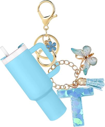Mini Tumbler Keychain Accessories for Stanley Cup with Letter Charm, Cute Initial Charms Chapstick Lip Balm Holder in Kuwait