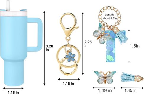 Mini Tumbler Keychain Accessories for Stanley Cup with Letter Charm, Cute Initial Charms Chapstick Lip Balm Holder in Kuwait