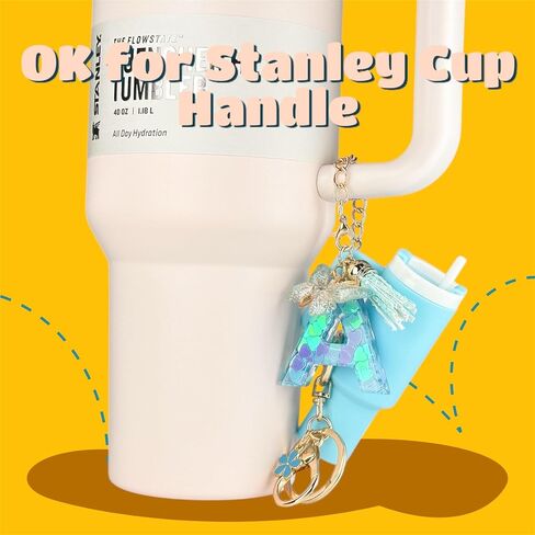 Mini Tumbler Keychain Accessories for Stanley Cup with Letter Charm, Cute Initial Charms Chapstick Lip Balm Holder in Kuwait