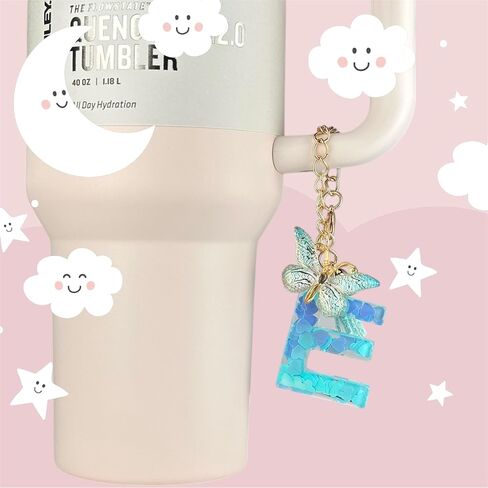 Mini Tumbler Keychain Accessories for Stanley Cup with Letter Charm, Cute Initial Charms Chapstick Lip Balm Holder in Kuwait