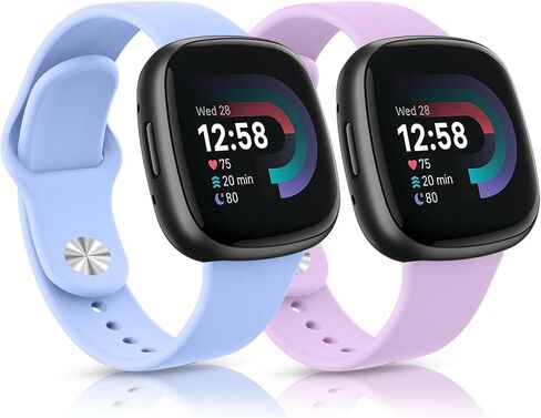 2 Pack Silicone Bands for Fitbit Versa 3 Bands/Versa 4 Bands/Fitbit Sense Bands/Sense 2 Bands Women Men, Soft Breathable Replacement Wristband Strap for Fitbit Sense 2 / Sense/Versa 4 / Versa 3 Smart Watch in Saudi Arabia