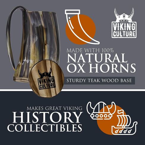 Ox Horn Mug, Shot Glass, and Bottle Opener (3 Pc Set) Authentic 16-oz. Ale, Mead, and Beer Tankard | Vintage Stein with Handle | Custom Intricate Design - Polished Finish | Wolf/Fenrir in Saudi Arabia