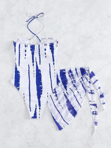 SKAYS One Piece Swimsuit Women Tummy Control,Womens 2 Pieces Wimsuits,Cutout Swimsuits for Women,Beach Skirt,Tiedye in Saudi Arabia