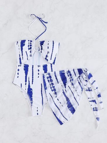 SKAYS One Piece Swimsuit Women Tummy Control,Womens 2 Pieces Wimsuits,Cutout Swimsuits for Women,Beach Skirt,Tiedye in Saudi Arabia