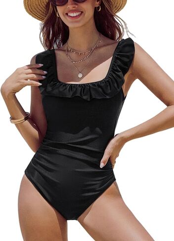Cupshe Women's One Piece Swimsuit Square Square Diper Dist Ruched Suit Suit Wide in Saudi Arabia