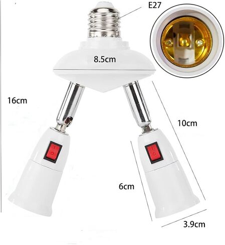 CLWHJ-360 Degrees Adjustable-2 in 1 E26/E27 Splitter Socket Adapter. E26/E27 Standard LED Bulbs 360 Degrees Adjustable 180 Degree Bendable Max Watt 120W (2 in 1) in Saudi Arabia