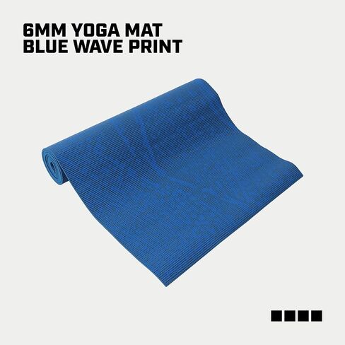 Capelli Sport Yoga Mat Non Slip, All Purpose PVC Fitness and Workout Mat with Wave Pattern, Blue, 6 mm in Kuwait
