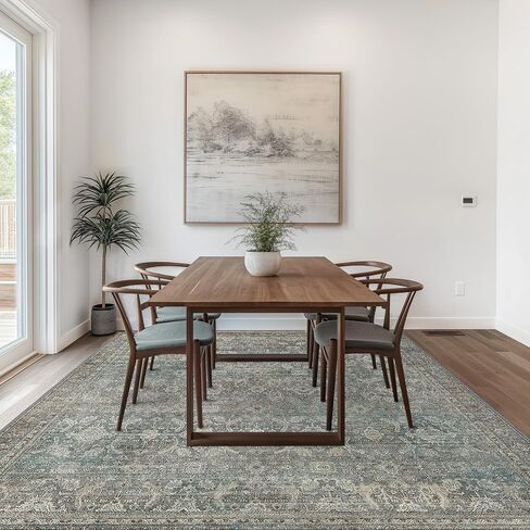 8X10 Area Rugs, Non Shedding Non Slip Washable Rug, Ultra Thin Rugs for Living Room Dining Room Office, Aesthetic Vintage Rugs for Bedroom (Turmeric) in Saudi Arabia