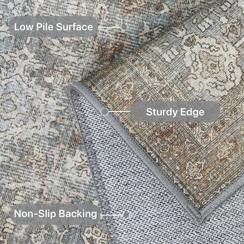 8X10 Area Rugs, Non Shedding Non Slip Washable Rug, Ultra Thin Rugs for Living Room Dining Room Office, Aesthetic Vintage Rugs for Bedroom (Turmeric) in Saudi Arabia