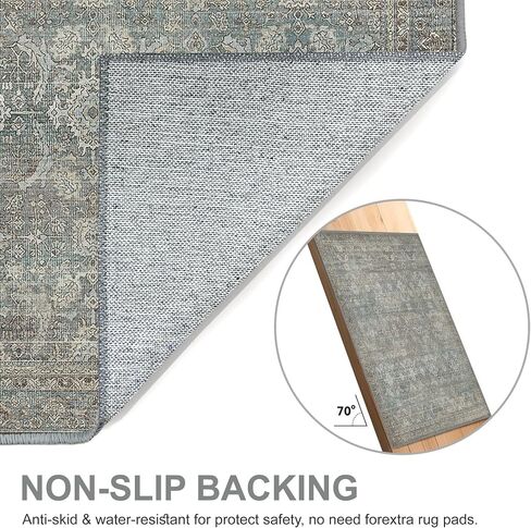 8X10 Area Rugs, Non Shedding Non Slip Washable Rug, Ultra Thin Rugs for Living Room Dining Room Office, Aesthetic Vintage Rugs for Bedroom (Turmeric) in Saudi Arabia