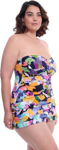 Profile by Gottex Holi Plus Size Abstract Floral Print Women’s Bathing Swim One Piece Bandeau Swimdress - Swim Essential in Saudi Arabia