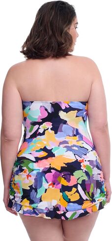 Profile by Gottex Holi Plus Size Abstract Floral Print Women’s Bathing Swim One Piece Bandeau Swimdress - Swim Essential in Saudi Arabia
