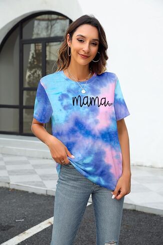 ماما قميص المرأة التعادل صبغ أمي الحياة بلايز ماما رسالة مطبوعة قمصان ماما هدية عادية كم قصير بلايز in Kuwait