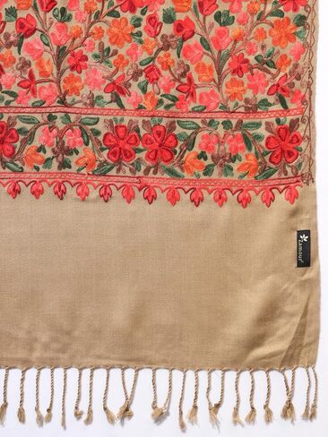 Zamour Kashmiri Embroidery Indian Shawl Stole Scarf Wrap for Wedding Parties Bridesmaid Prom (28 inch x 80 inch) in Kuwait