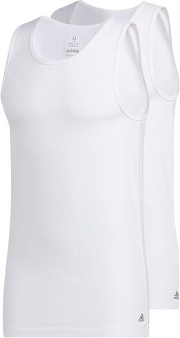 adidas Men's Stretch Cotton Tank Top Undershirts (2-Pack), Black/Black, Small in Saudi Arabia