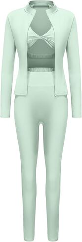 Track Suits for Women Set Sexy Zip Up Jackets Twist Tank High Waist Pants 3 Piece Outfits Sweatsuit Workout Lounge Sets in Kuwait