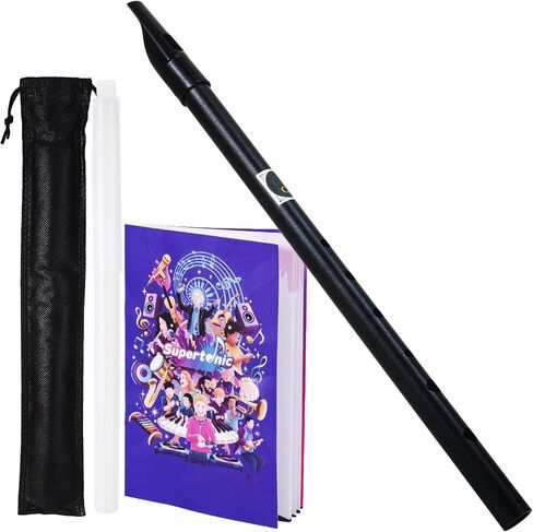 Irish Tin Whistle in Key of C, Traditional Penny Whistle for Adults & Beginners, Ideal for Celtic Folk Music, Brass Clarke Wind Instruments & Low Whistle with Music Book (Black) in Kuwait