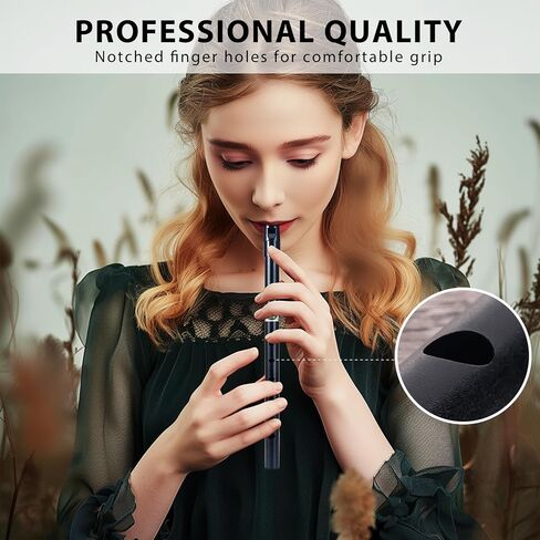 Irish Tin Whistle in Key of C, Traditional Penny Whistle for Adults & Beginners, Ideal for Celtic Folk Music, Brass Clarke Wind Instruments & Low Whistle with Music Book (Black) in Kuwait