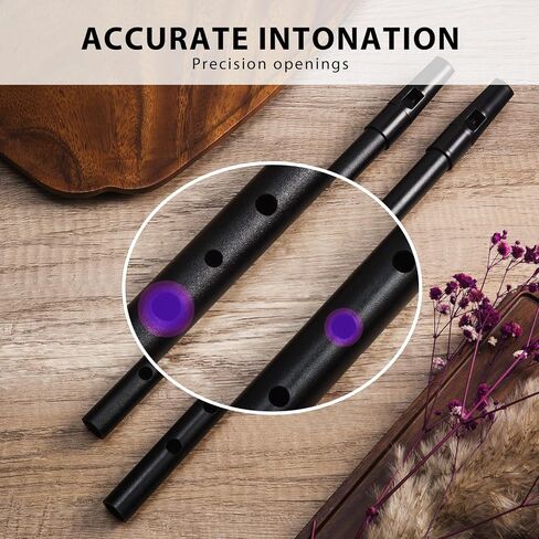 Irish Tin Whistle in Key of C, Traditional Penny Whistle for Adults & Beginners, Ideal for Celtic Folk Music, Brass Clarke Wind Instruments & Low Whistle with Music Book (Black) in Kuwait