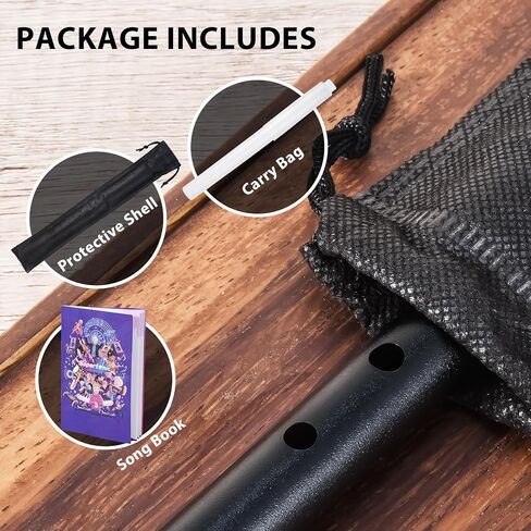 Irish Tin Whistle in Key of C, Traditional Penny Whistle for Adults & Beginners, Ideal for Celtic Folk Music, Brass Clarke Wind Instruments & Low Whistle with Music Book (Black) in Kuwait
