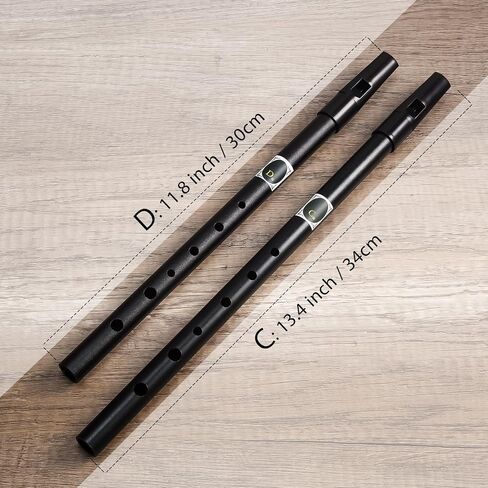 Irish Tin Whistle in Key of C, Traditional Penny Whistle for Adults & Beginners, Ideal for Celtic Folk Music, Brass Clarke Wind Instruments & Low Whistle with Music Book (Black) in Kuwait