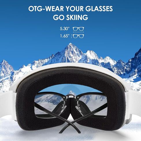 Ski Goggles, OTG-Over Glasses Ski/Snowboard Goggles for Men, Women & Youth,Anti Fog UV Protection Snow Goggles in Saudi Arabia