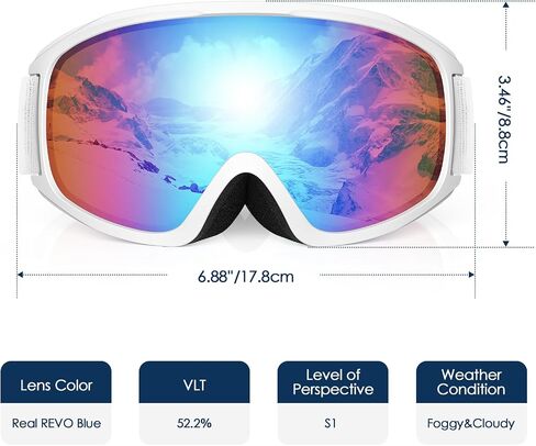 Ski Goggles, OTG-Over Glasses Ski/Snowboard Goggles for Men, Women & Youth,Anti Fog UV Protection Snow Goggles in Saudi Arabia