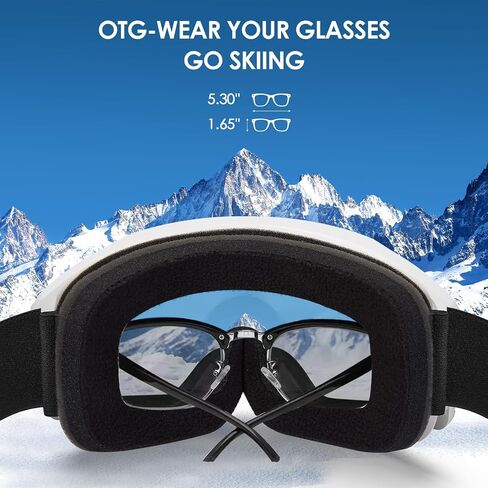 Ski Goggles, OTG-Over Glasses Ski/Snowboard Goggles for Men, Women & Youth,Anti Fog UV Protection Snow Goggles in Saudi Arabia