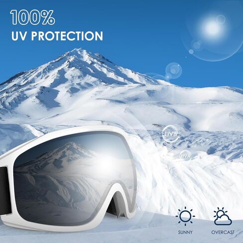Ski Goggles, OTG-Over Glasses Ski/Snowboard Goggles for Men, Women & Youth,Anti Fog UV Protection Snow Goggles in Saudi Arabia