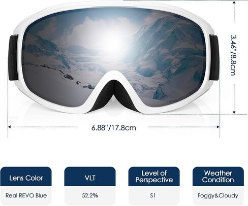 Ski Goggles, OTG-Over Glasses Ski/Snowboard Goggles for Men, Women & Youth,Anti Fog UV Protection Snow Goggles in Saudi Arabia