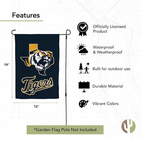 Desert Cactus East Texas Baptist University ETBU Garden Flag – 19 x 12 inch Texas Baptist Tigers Banner, For Outdoor Display and Events (Design B) in Saudi Arabia