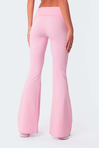 Women's 2 Piece Lounge Sets Short Sleeve Cropped Top Sets Fold-over Flare Pants Casual Outfits Pajamas in Saudi Arabia