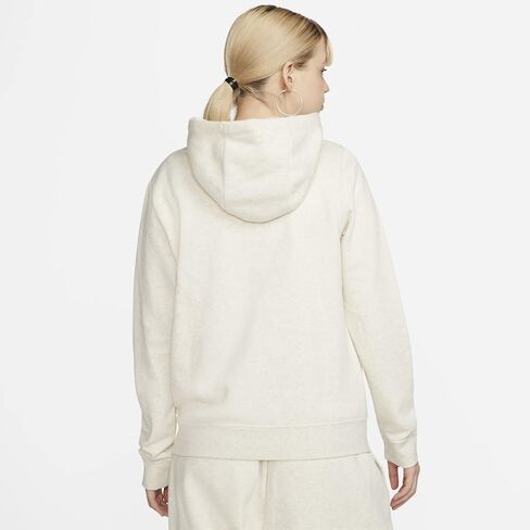 بلوفر بغطاء للرأس بشعار Nike Sportswear Club Fleece للسيدات (AS1، ألفا، L، عادي، عادي، دقيق الشوفان هيذر/أبيض) in Saudi Arabia