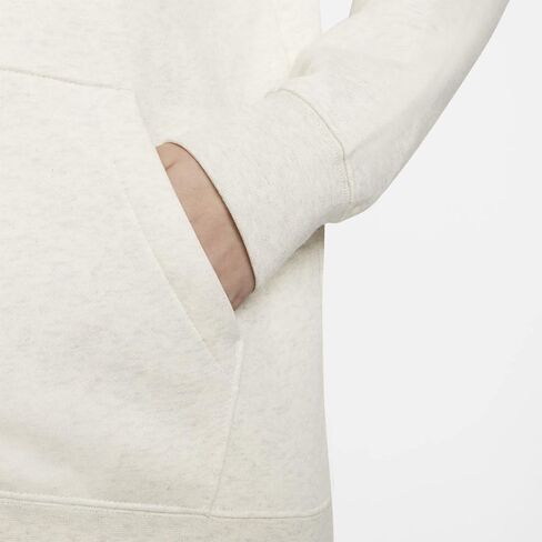 بلوفر بغطاء للرأس بشعار Nike Sportswear Club Fleece للسيدات (AS1، ألفا، L، عادي، عادي، دقيق الشوفان هيذر/أبيض) in Saudi Arabia