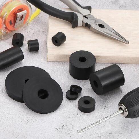 uxcell 12Pcs Thick Rubber Spacer, 1 Inch OD x 5/16 Inch ID x 1 Inch Thickness Round Rubber Bushings Anti Vibration Flat Spacer Washers for Home Industrial Machinery in Saudi Arabia