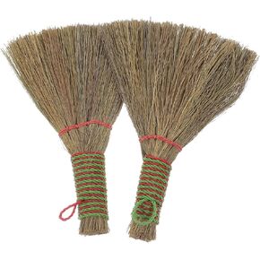 Kisangel 2pcs Small Straw Broom Short Handle Duster Braided Small Cleaning Broom Natural Whisk for Desktop Household Home Cleaning Tool