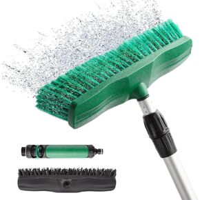 76.7" Sturdy Handle Water Push Floor Broom Green Bristles Cleaning Path 12.2" for Soft Cleaning Car Wash Boat and Solar Panel Black for Hard Floor Clean Telescopic pole from 35.4" to 76.7" tap Connect