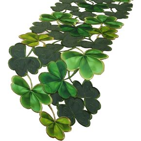Simhomsen Embroidered Irish Clover Table Runner for St. Patrick’s Day, Spring Decorations (14 x 69 inches)