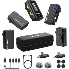 FULAIM X6 Wireless Lavalier Microphones with 4 Transmitter for iPhone, iPad, Android, Camera, Lapel Mic with 48KHz 24Bit, Noise Cancellation for Video Recording, Vlog, YouTube, TikTok