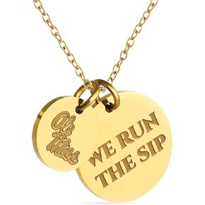 Stone Armory Necklace for Ole Miss Rebels - 18K Gold-Plated Stainless Steel Jewelry Designed for Sensitive Skin - Adjustable 16-20in Chain, Gift for University of Mississippi Fans