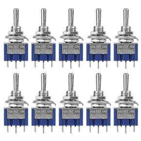 [Xmas Present]3 Position Toggle Switch, 10Pcs 6A 125VAC 3-Position 3-Pin 6mm ON-Off-ON Single Pole Double Throw Toggle Switch SPDT for Automobile Home Appliance Industrial Control