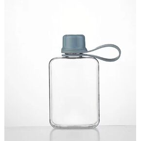 Flat Water Bottle Travel Flask Portable 8.2 oz BPA Free Tritan Square Water Bottles Leakproof Slim Water Bottle for Purse Travel Pocket Sports Fitness (Blue, 8.2 OZ)