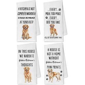 Golden Retriever Gifts Kitchen Towels Set of 4, Golden Retriever Gifts for Women, Golden Retriever Decor Hand Towels for Bathroom, Golden Retriever Dog Tea Towels Dish Towels, 16x24 Inch