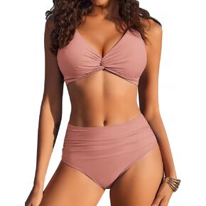 AI'MAGE High Waisted Bikini Sets Two Piece Tummy Control Swimsuits V Neck Summer Beach Swim Bathing Suits S-XXL