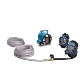 2-Worker Full Mask Breathing Air Blower Respirator System w/ 50' Hose