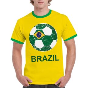 Brazil Brasil Yellow Custom Sports Soccer Football Fan Men's Jersey Shirt